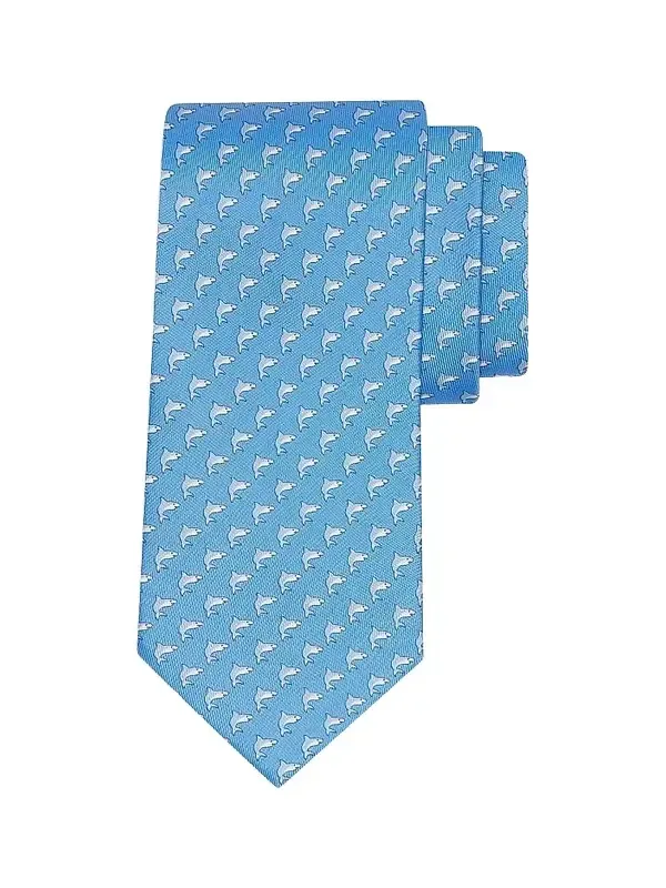 Ferragamo Men's Shark Print Silk Tie