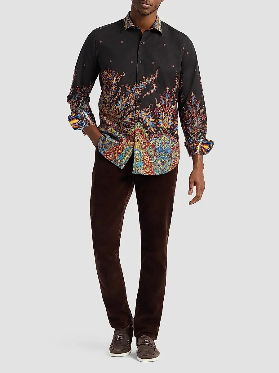 Robert Graham Men's Taj Mahal Paisley Embroidered Cotton Shirt | Thumbnail 2
