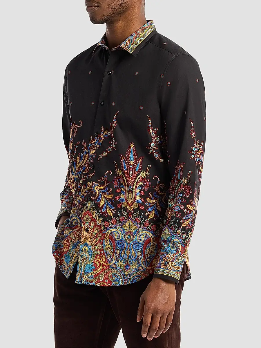 Robert Graham Men's Taj Mahal Paisley Embroidered Cotton Shirt | Thumbnail 3
