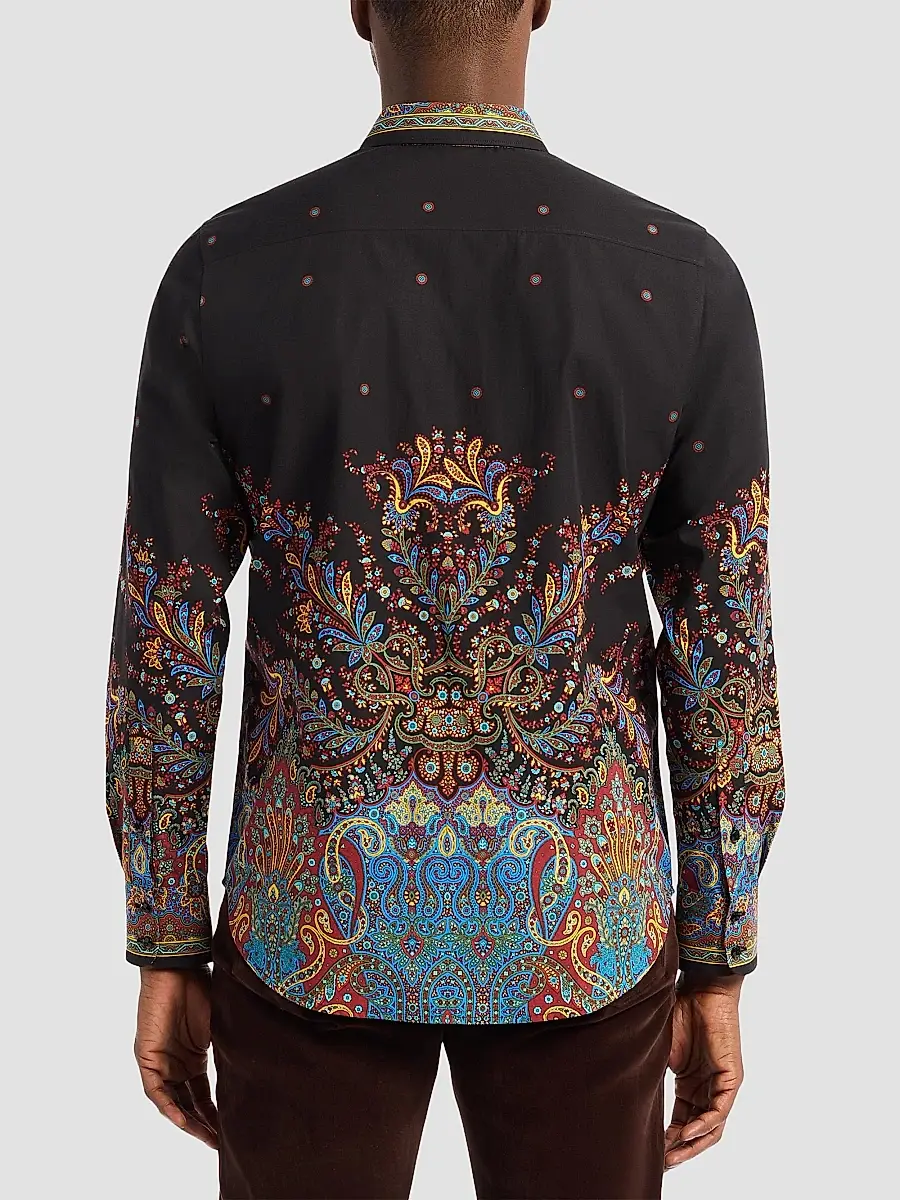 Robert Graham Men's Taj Mahal Paisley Embroidered Cotton Shirt | Thumbnail 4