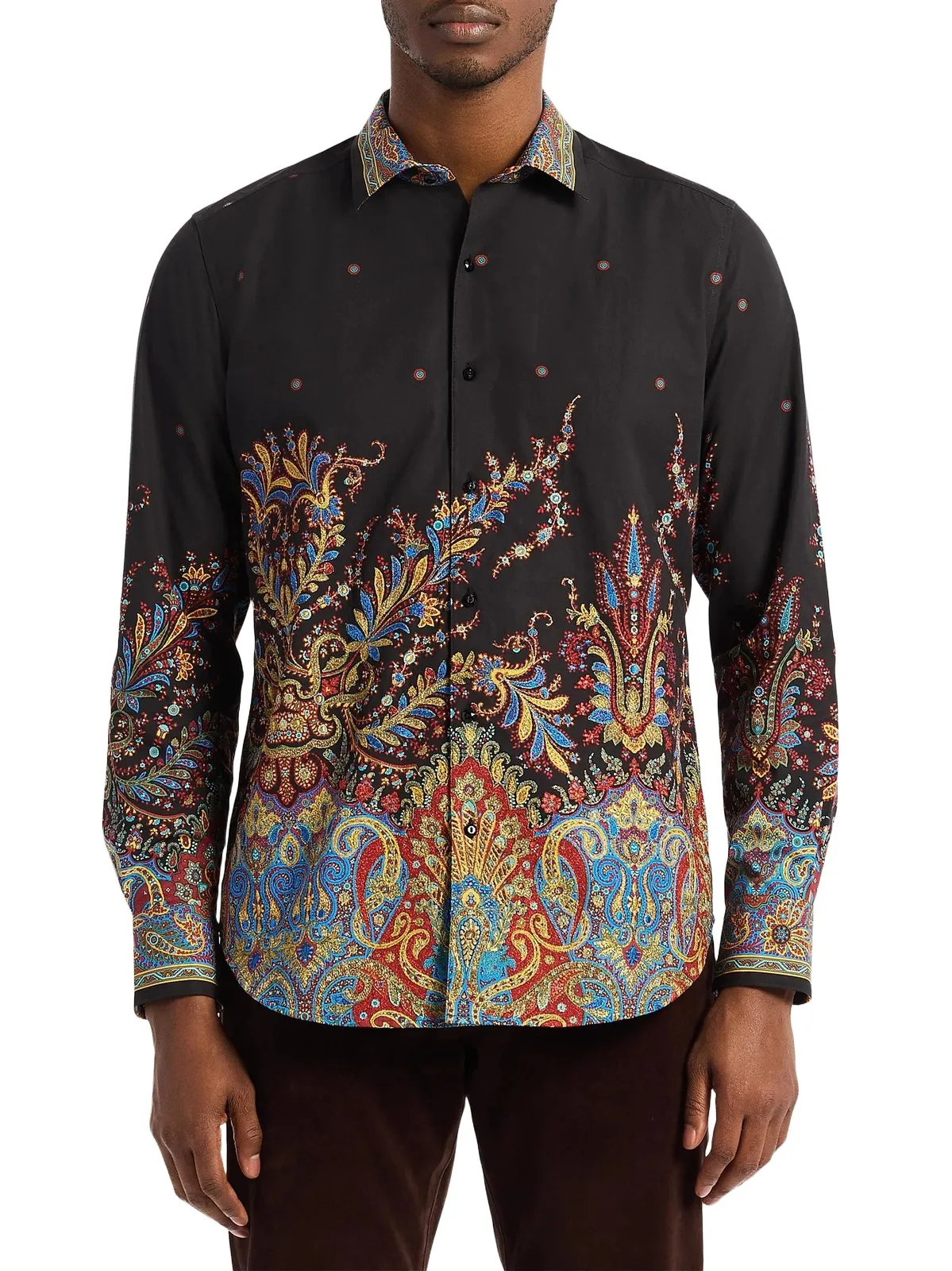 Men's Taj Mahal Paisley Embroidered Cotton Shirt Men's Taj Mahal Paisley Embroidered Cotton Shirt