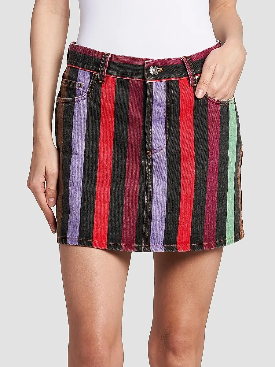 Versace Women's La Vacanza Striped Rigid Denim Miniskirt | Thumbnail 3 Versace Women's La Vacanza Striped Rigid Denim Miniskirt | Thumbnail 3