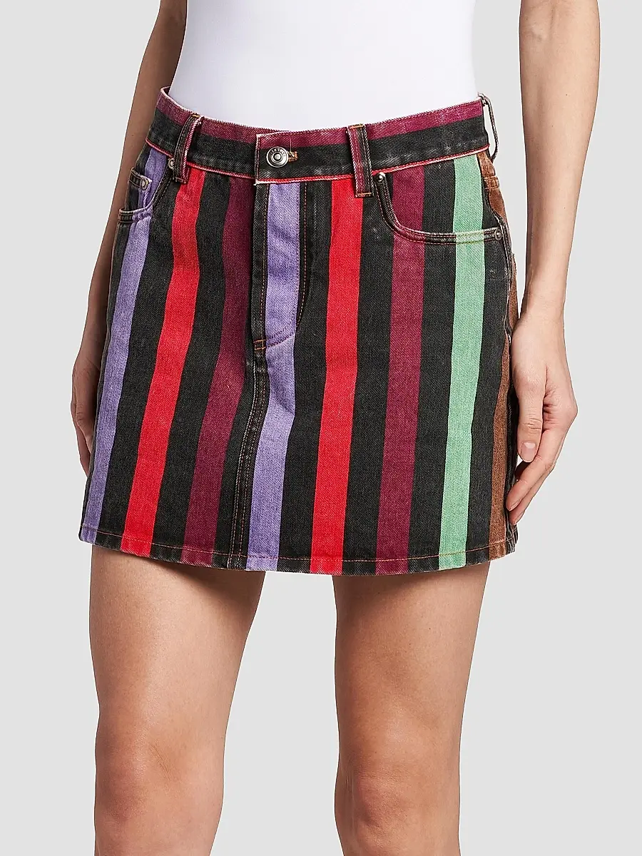 Versace Women's La Vacanza Striped Rigid Denim Miniskirt | Thumbnail 4 Versace Women's La Vacanza Striped Rigid Denim Miniskirt | Thumbnail 4