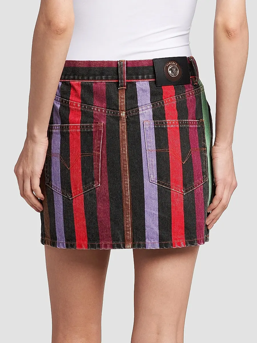 Versace Women's La Vacanza Striped Rigid Denim Miniskirt | Thumbnail 5 Versace Women's La Vacanza Striped Rigid Denim Miniskirt | Thumbnail 5