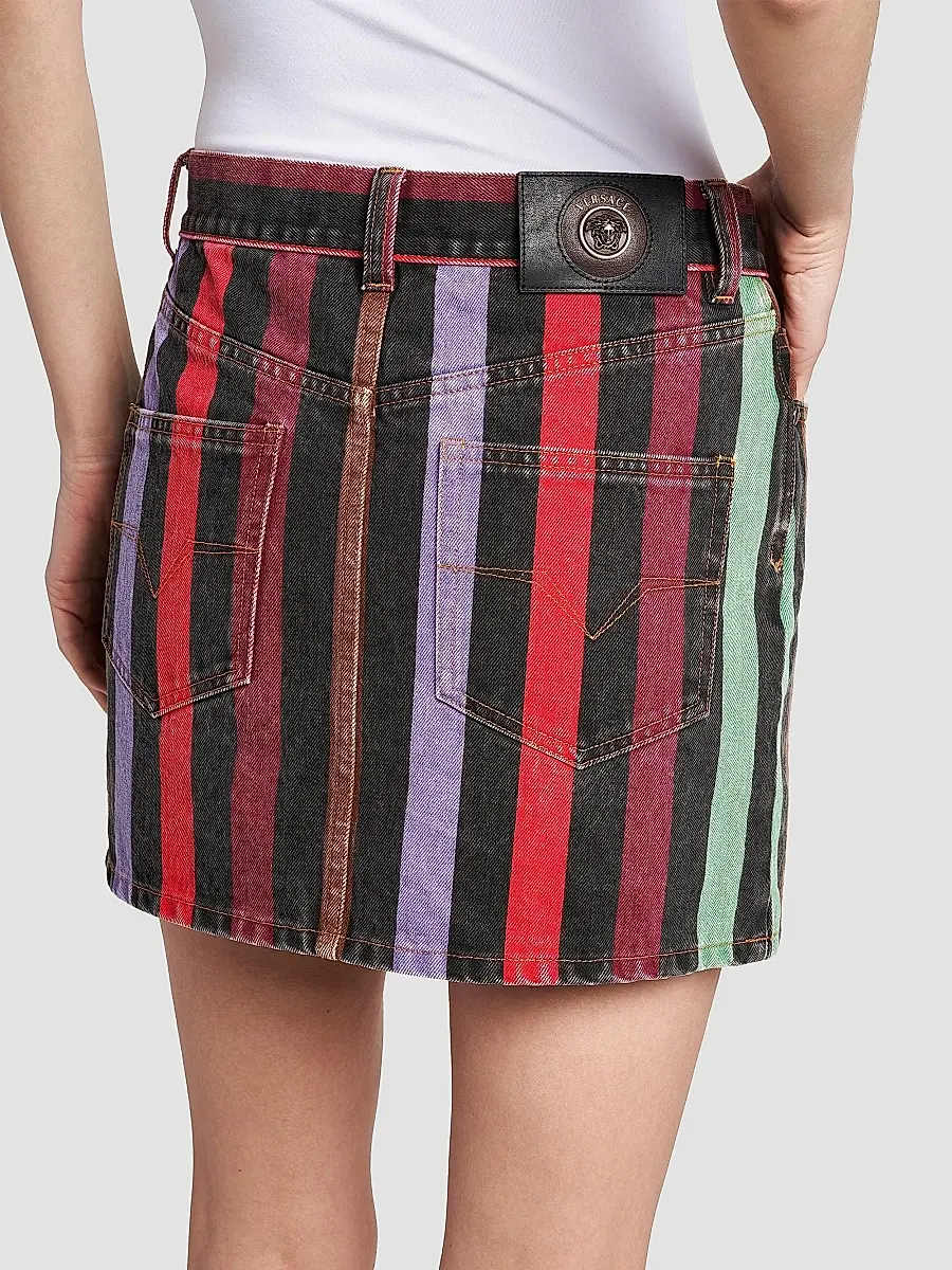 Versace Women's La Vacanza Striped Rigid Denim Miniskirt | Thumbnail 6 Versace Women's La Vacanza Striped Rigid Denim Miniskirt | Thumbnail 6