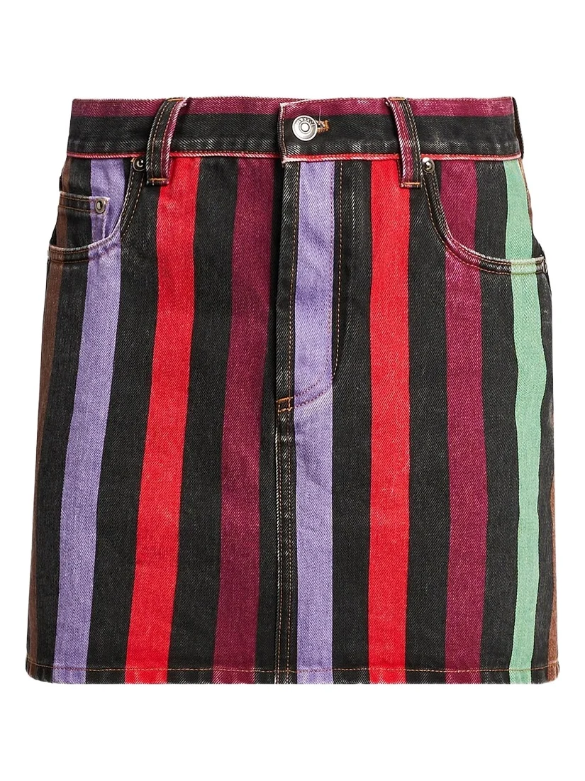 Women's La Vacanza Striped Rigid Denim Miniskirt