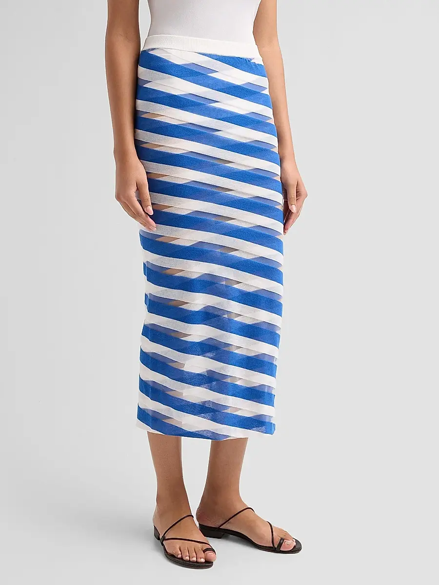 Stella McCartney Women's Graphic Sheer Striped Midi Skirt | Thumbnail 4 Stella McCartney Women's Graphic Sheer Striped Midi Skirt | Thumbnail 4