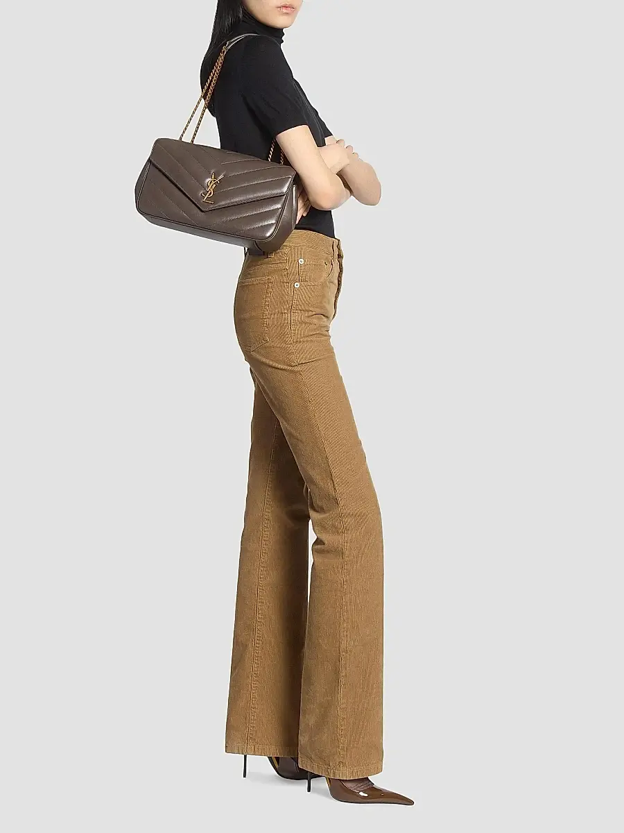Saint Laurent Women's Loulou Medium Shoulder Bag in Lambskin Leather - Urban Grey | Thumbnail 2