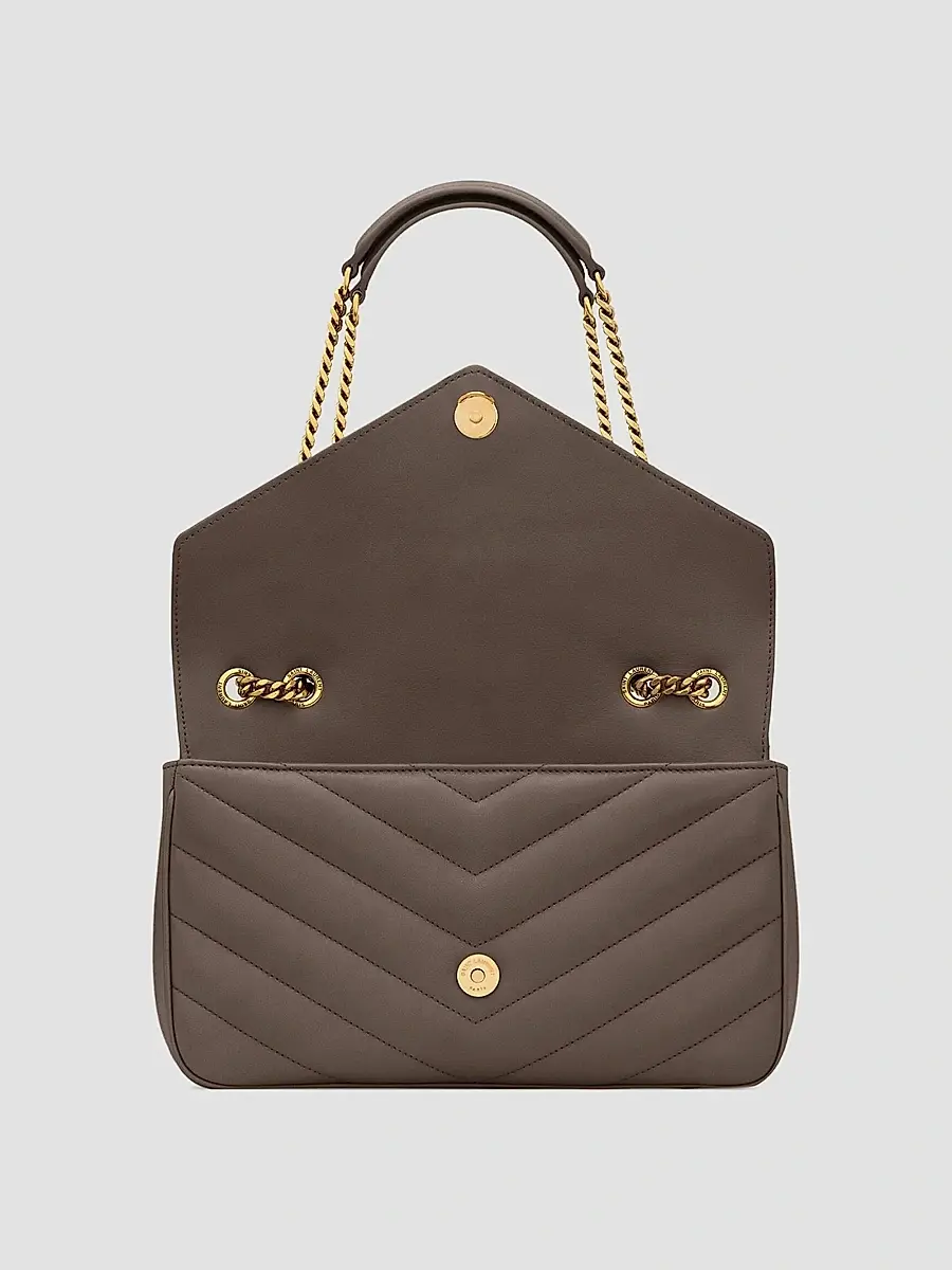 Saint Laurent Women's Loulou Medium Shoulder Bag in Lambskin Leather - Urban Grey | Thumbnail 5
