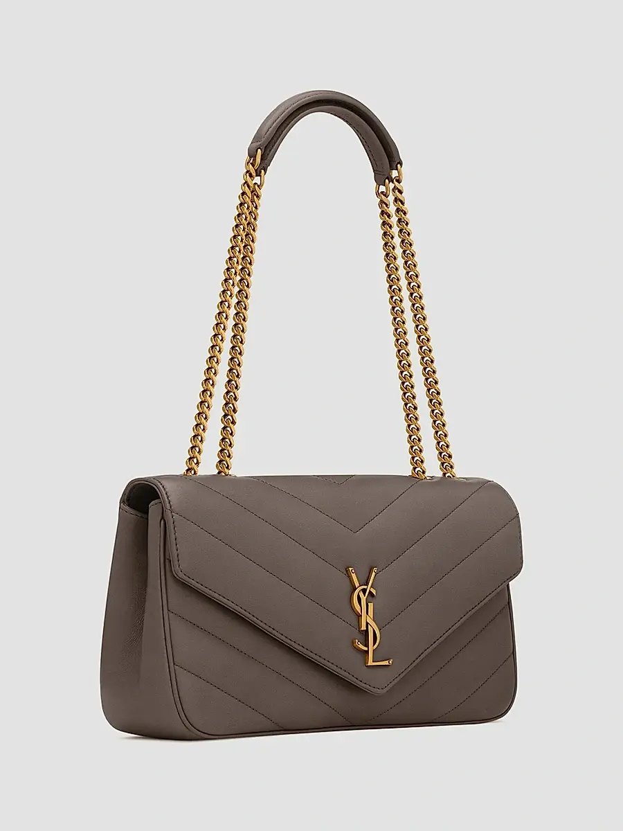 Saint Laurent Women's Loulou Medium Shoulder Bag in Lambskin Leather - Urban Grey | Thumbnail 7