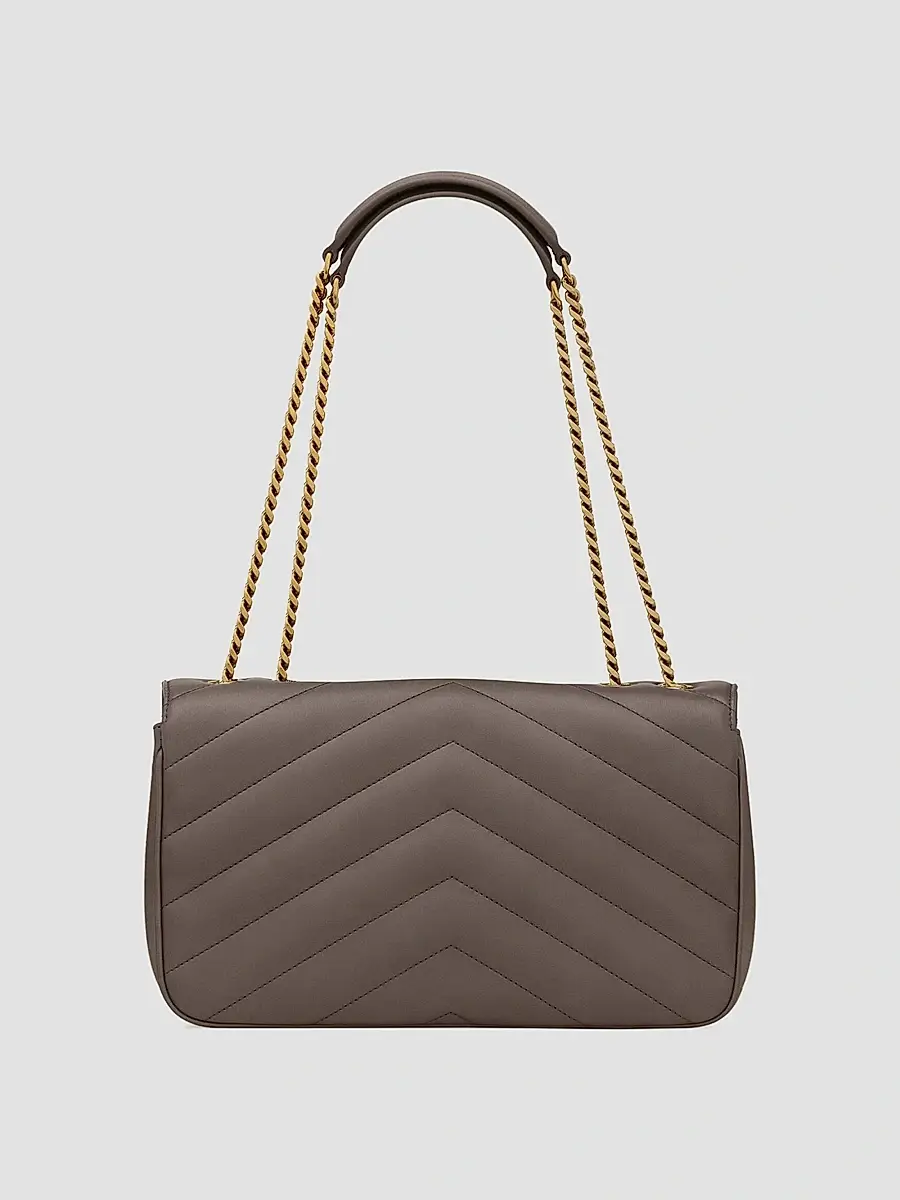 Saint Laurent Women's Loulou Medium Shoulder Bag in Lambskin Leather - Urban Grey | Thumbnail 8
