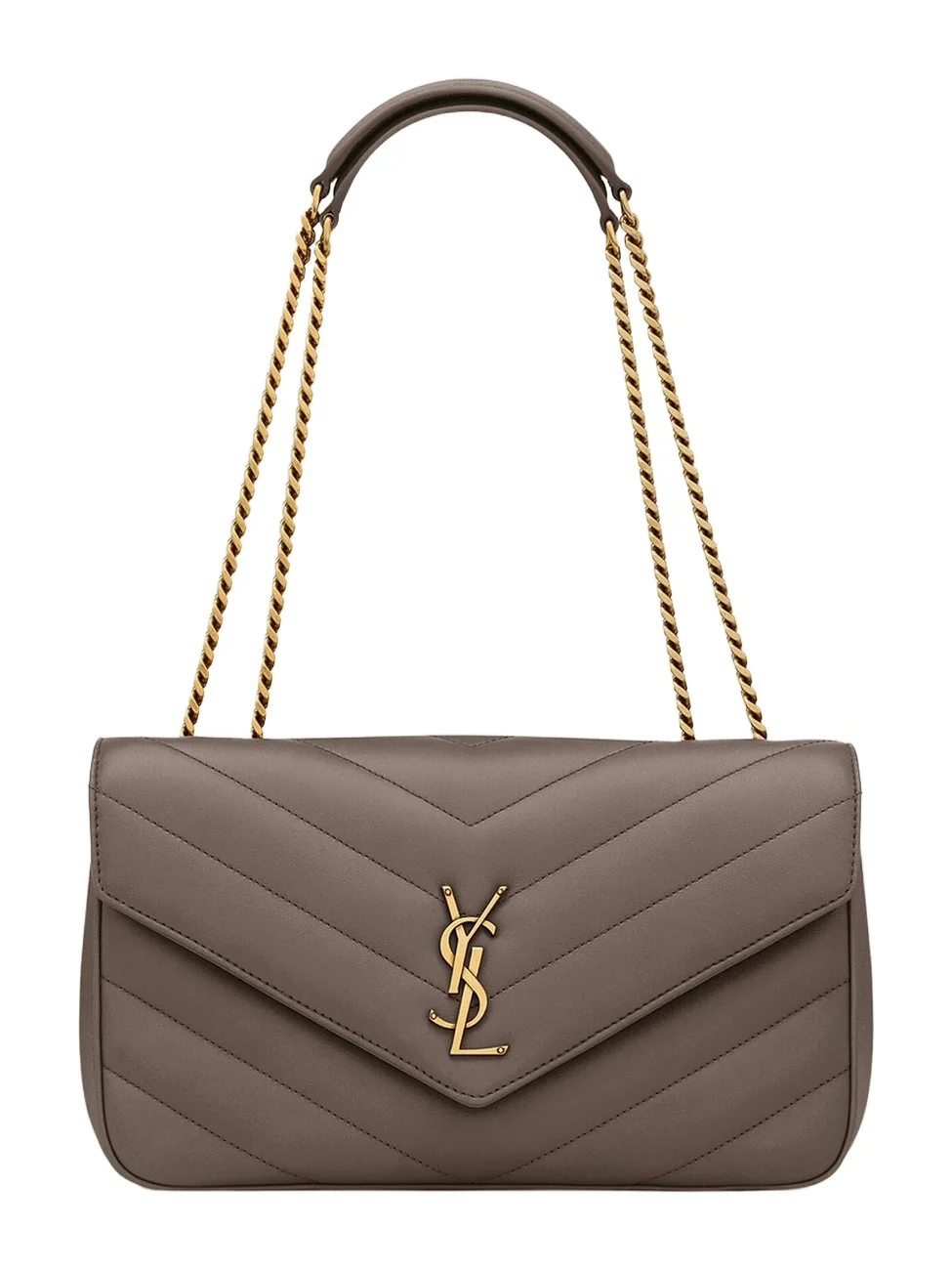 Saint Laurent Women's Loulou Medium Shoulder Bag in Lambskin Leather - Urban Grey
