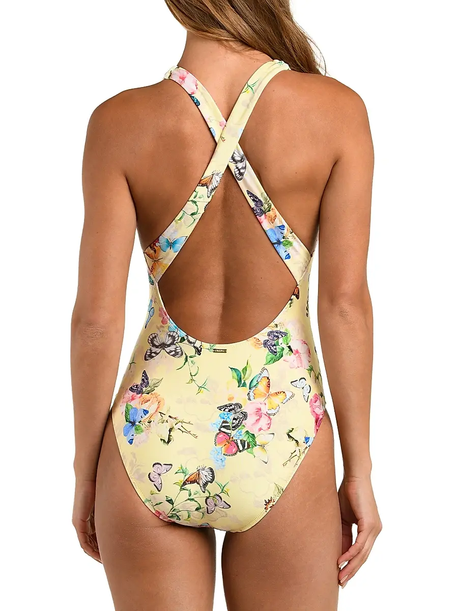 L'Agence Women's Lisa Garden Butterflies Plunge One-Piece Swimsuit | Thumbnail 4 L'Agence Women's Lisa Garden Butterflies Plunge One-Piece Swimsuit | Thumbnail 4