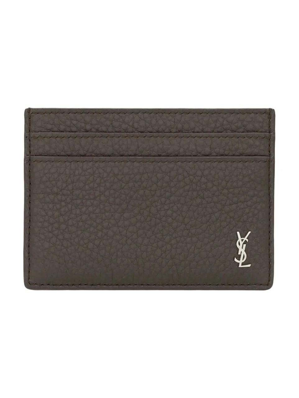 Saint Laurent Men's Tiny Cassandre Card Case in Grained Leather - Urban Grey