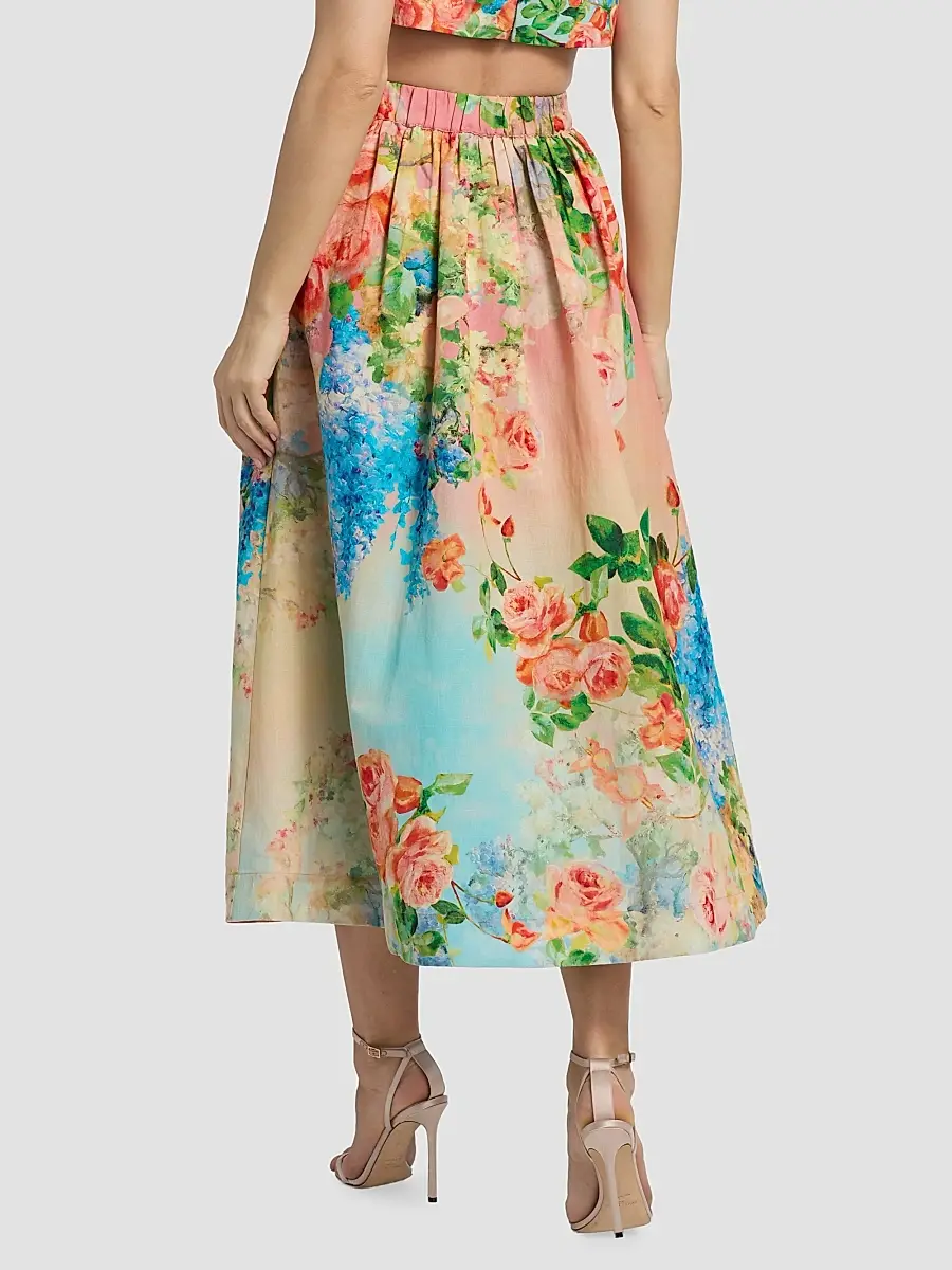 Hemant & Nandita Women's Floral Ombré Cotton-Linen Midi-Skirt | Thumbnail 5 Hemant & Nandita Women's Floral Ombré Cotton-Linen Midi-Skirt | Thumbnail 5