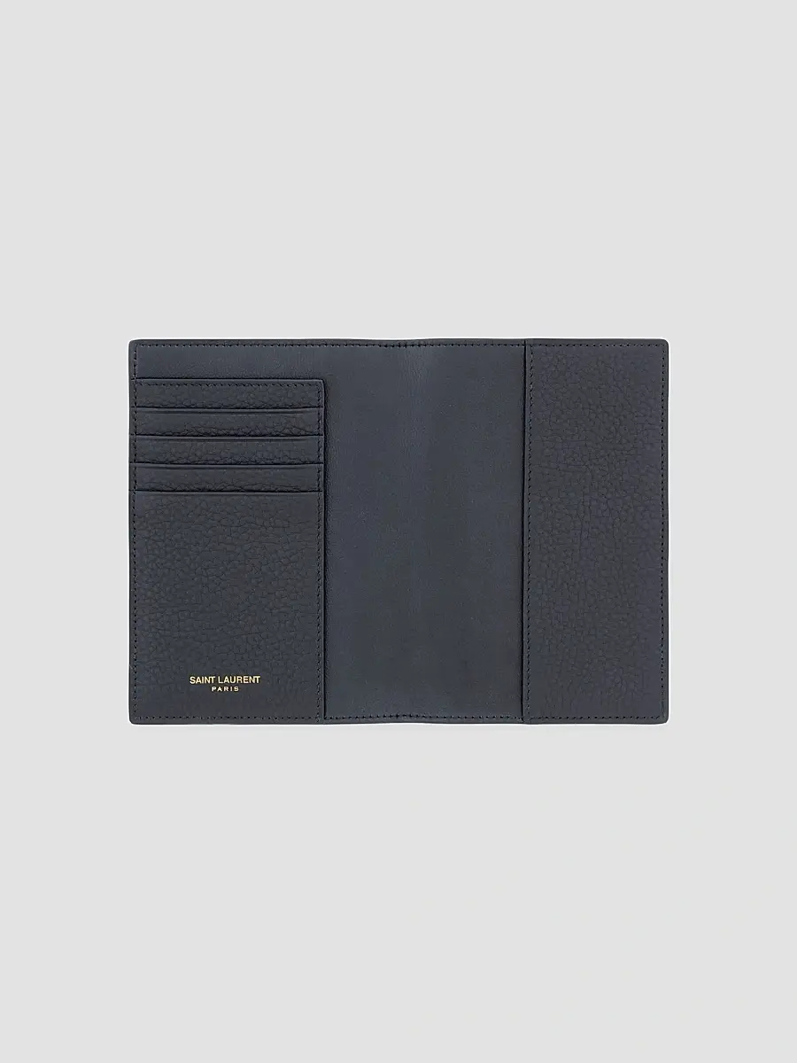Saint Laurent Tiny Cassandre Passport Case in Grained Leather - Midnight Blue | Thumbnail 2