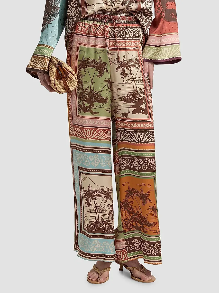 ALÉMAIS Women's Alberta Printed Silk Wide-Leg Pants | Thumbnail 3 ALÉMAIS Women's Alberta Printed Silk Wide-Leg Pants | Thumbnail 3