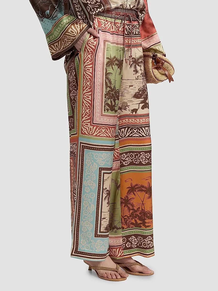 ALÉMAIS Women's Alberta Printed Silk Wide-Leg Pants | Thumbnail 4 ALÉMAIS Women's Alberta Printed Silk Wide-Leg Pants | Thumbnail 4