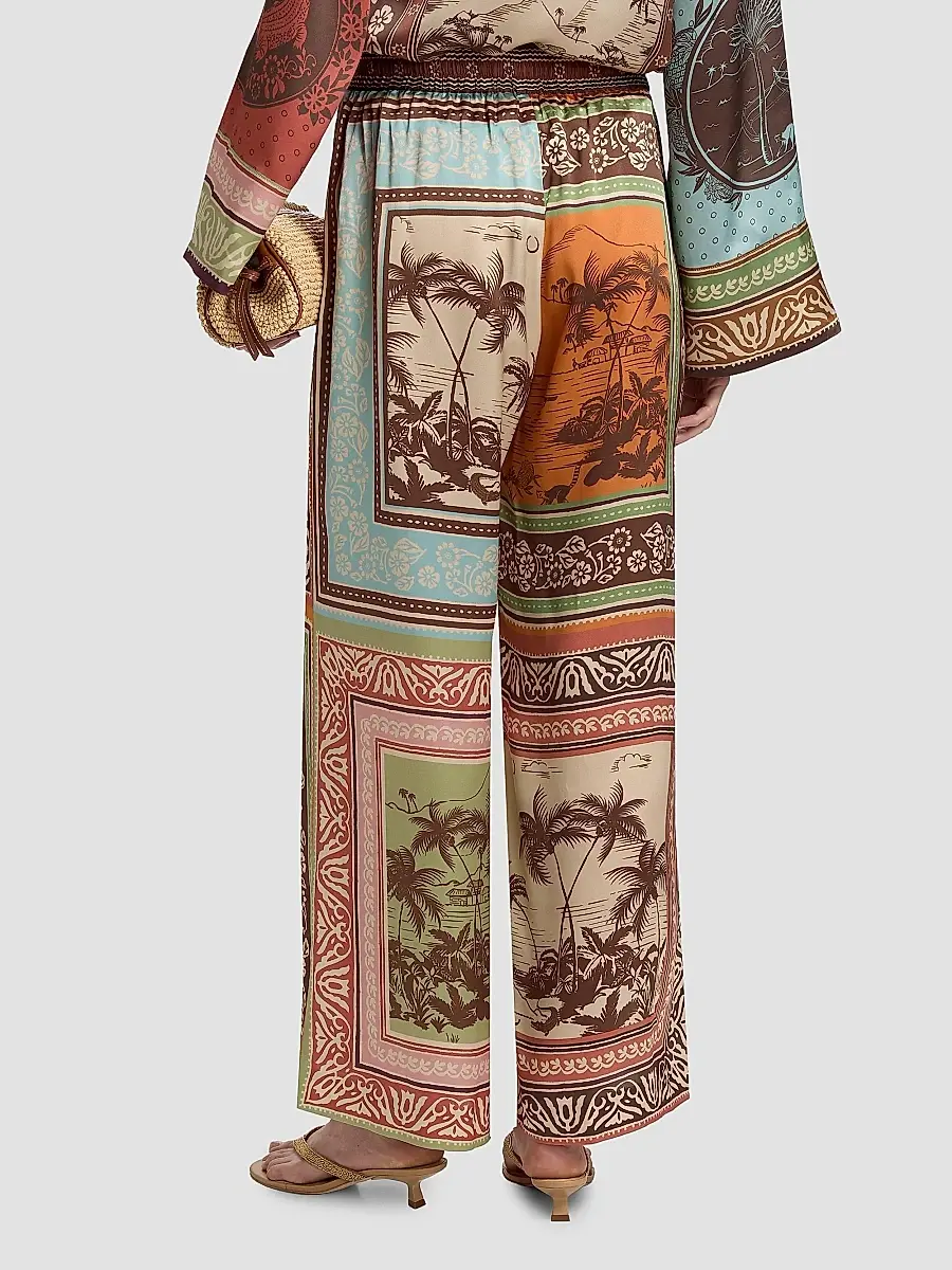ALÉMAIS Women's Alberta Printed Silk Wide-Leg Pants | Thumbnail 5 ALÉMAIS Women's Alberta Printed Silk Wide-Leg Pants | Thumbnail 5