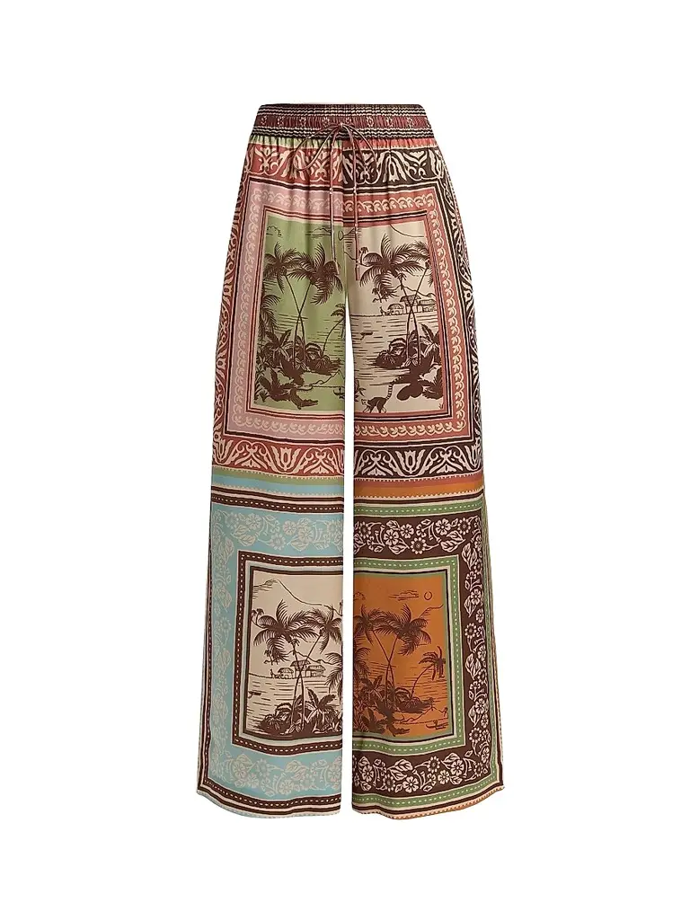ALÉMAIS Women's Alberta Printed Silk Wide-Leg Pants
