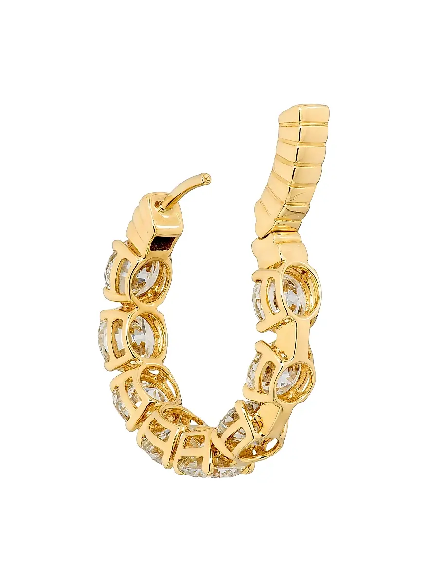 Diamonds at Saks Fifth Avenue Women's 18K Yellow Gold & 6.53 TCW Diamond Huggie Earrings | Thumbnail 3 Diamonds at Saks Fifth Avenue Women's 18K Yellow Gold & 6.53 TCW Diamond Huggie Earrings | Thumbnail 3