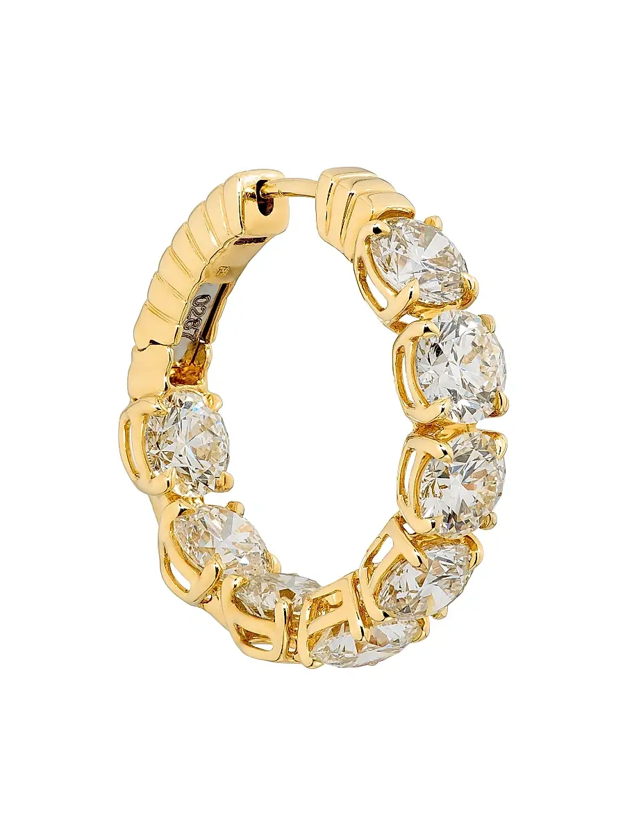 Diamonds at Saks Fifth Avenue Women's 18K Yellow Gold & 6.53 TCW Diamond Huggie Earrings | Thumbnail 4 Diamonds at Saks Fifth Avenue Women's 18K Yellow Gold & 6.53 TCW Diamond Huggie Earrings | Thumbnail 4