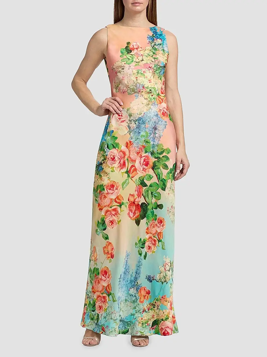 Hemant & Nandita Women's Floral Column Maxi Dress | Thumbnail 3 Hemant & Nandita Women's Floral Column Maxi Dress | Thumbnail 3