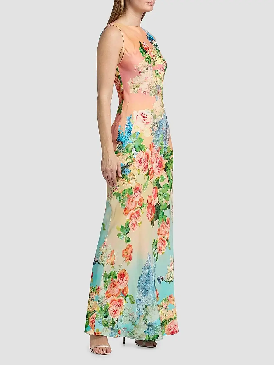 Hemant & Nandita Women's Floral Column Maxi Dress | Thumbnail 4 Hemant & Nandita Women's Floral Column Maxi Dress | Thumbnail 4