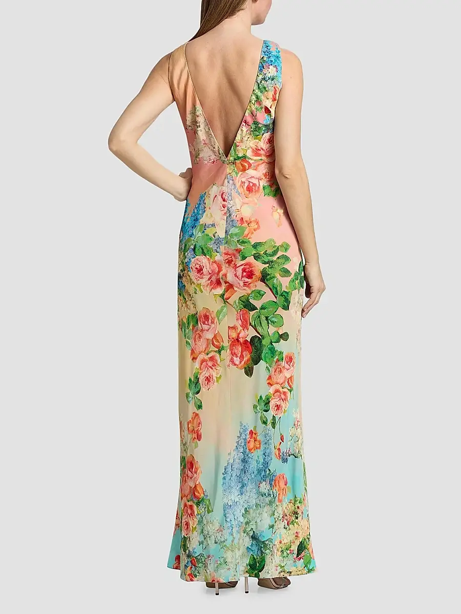 Hemant & Nandita Women's Floral Column Maxi Dress | Thumbnail 5 Hemant & Nandita Women's Floral Column Maxi Dress | Thumbnail 5