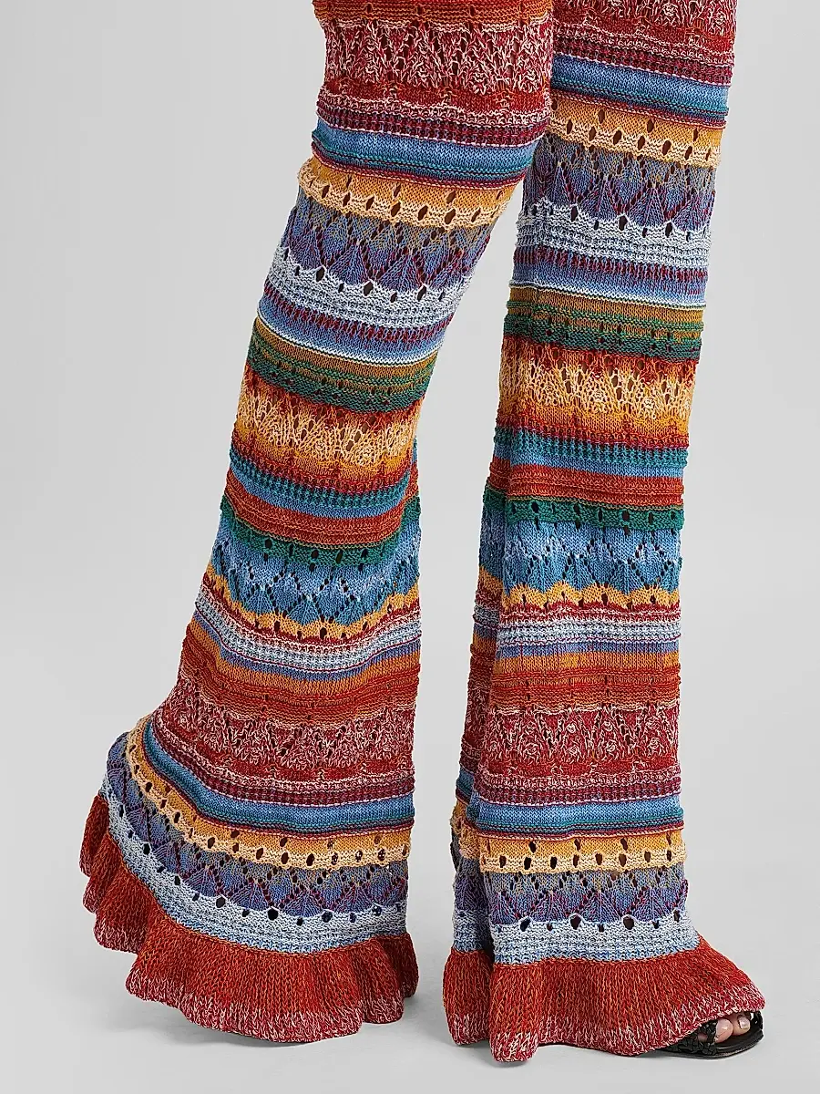 Etro Women's Striped Pointelle Knit Trousers | Thumbnail 5