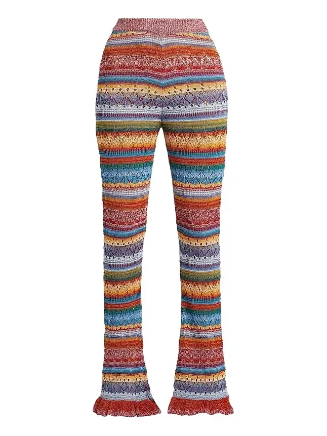 Women's Striped Pointelle Knit Trousers Women's Striped Pointelle Knit Trousers