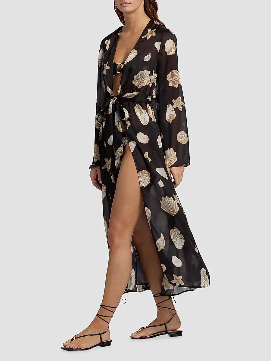 Milly Women's Vince Seashell-Print Cover-Up Midi-Dress | Thumbnail 2