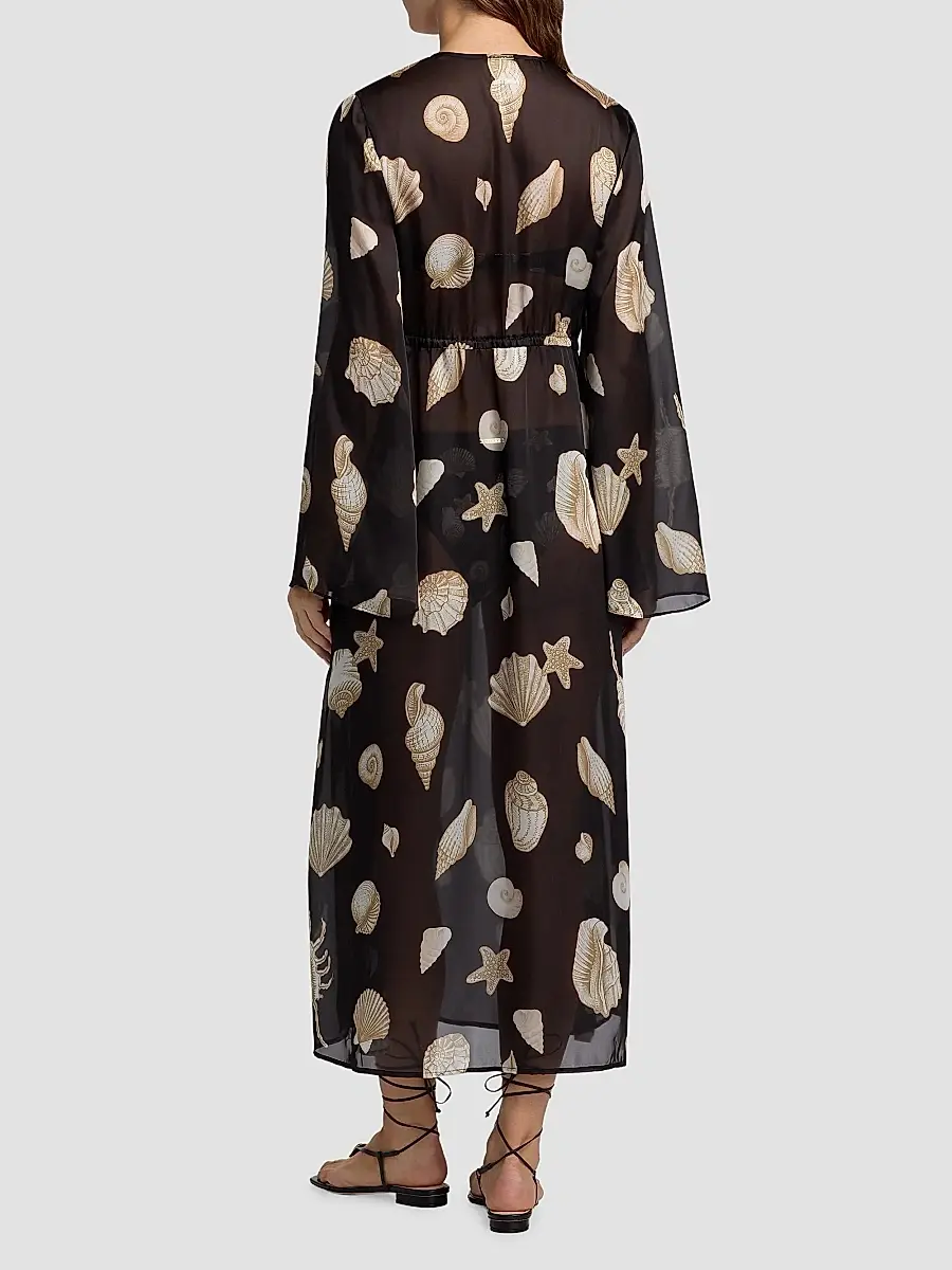 Milly Women's Vince Seashell-Print Cover-Up Midi-Dress | Thumbnail 4