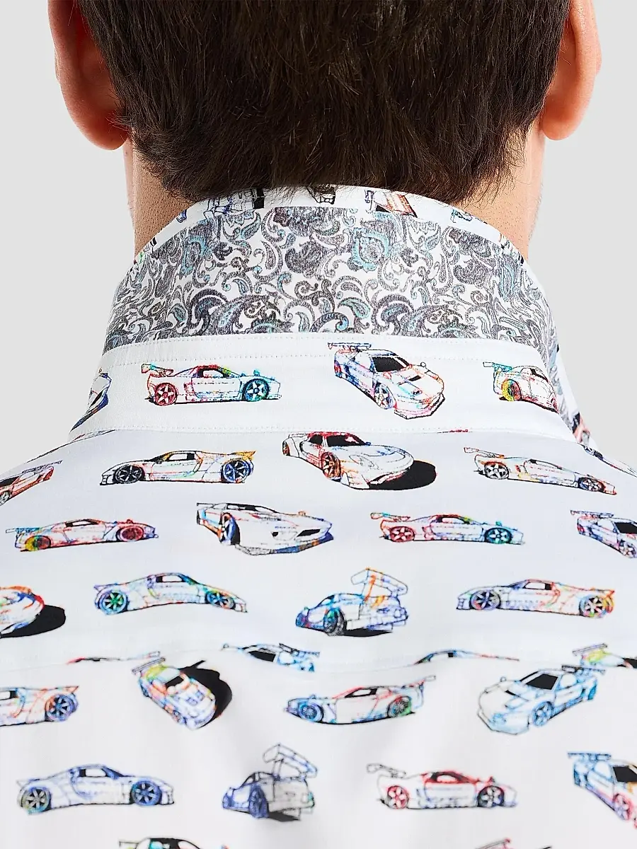 Robert Graham Men's Neon Wheels Printed Short-Sleeve Shirt | Thumbnail 6 Robert Graham Men's Neon Wheels Printed Short-Sleeve Shirt | Thumbnail 6