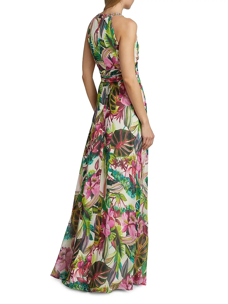 Teri Jon by Rickie Freeman Women's Floral Chiffon Gown | Thumbnail 5