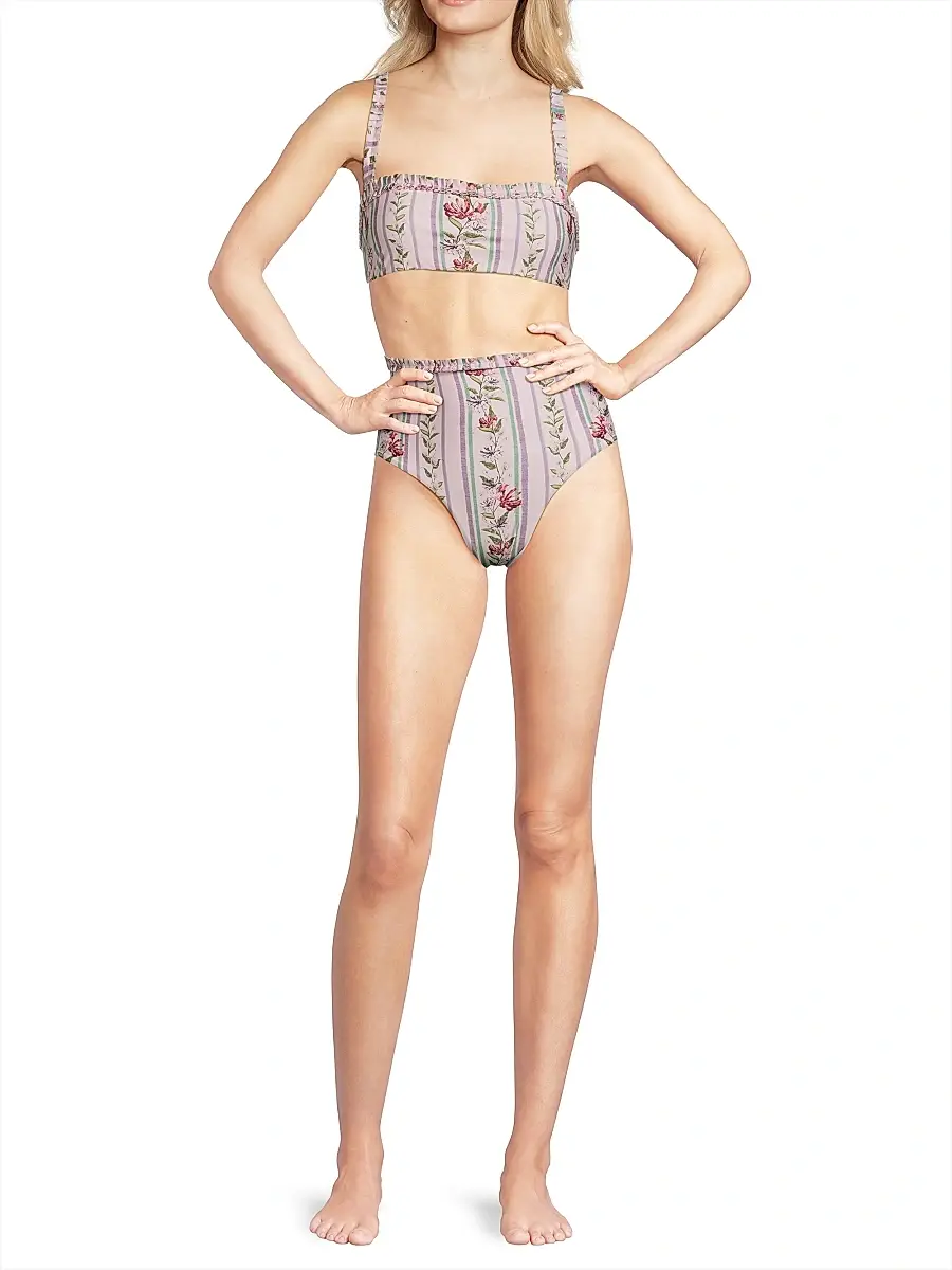Agua by Agua Bendita Women's Nopal Floral Stripe Bikini Bottom | Thumbnail 2