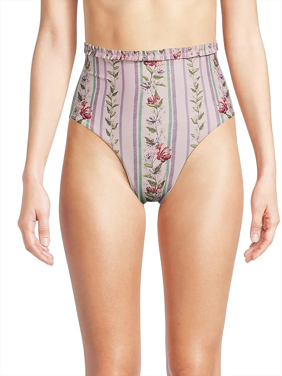 Agua by Agua Bendita Women's Nopal Floral Stripe Bikini Bottom | Thumbnail 3