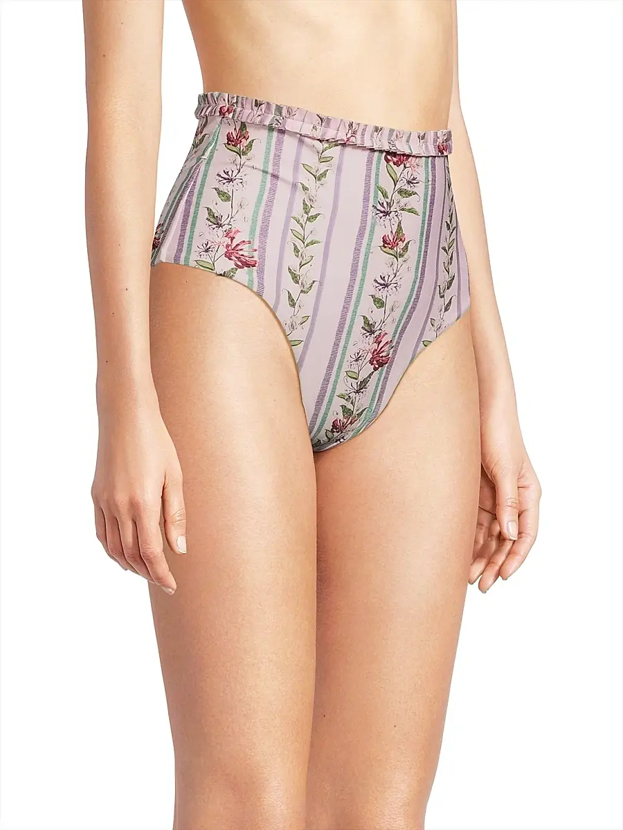 Agua by Agua Bendita Women's Nopal Floral Stripe Bikini Bottom | Thumbnail 4