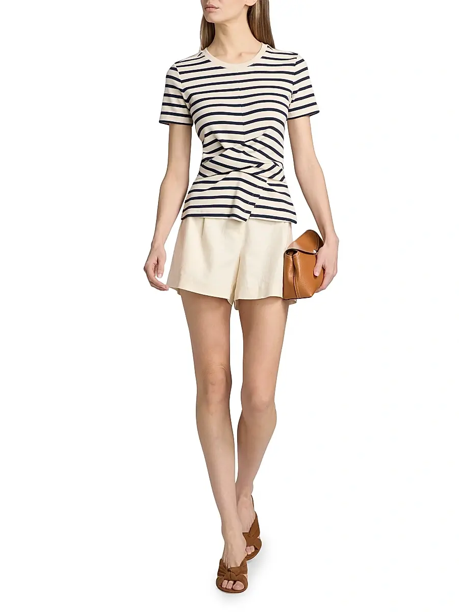 TANYA TAYLOR Women's Kelsey Striped Stretch-Cotton Top | Thumbnail 2