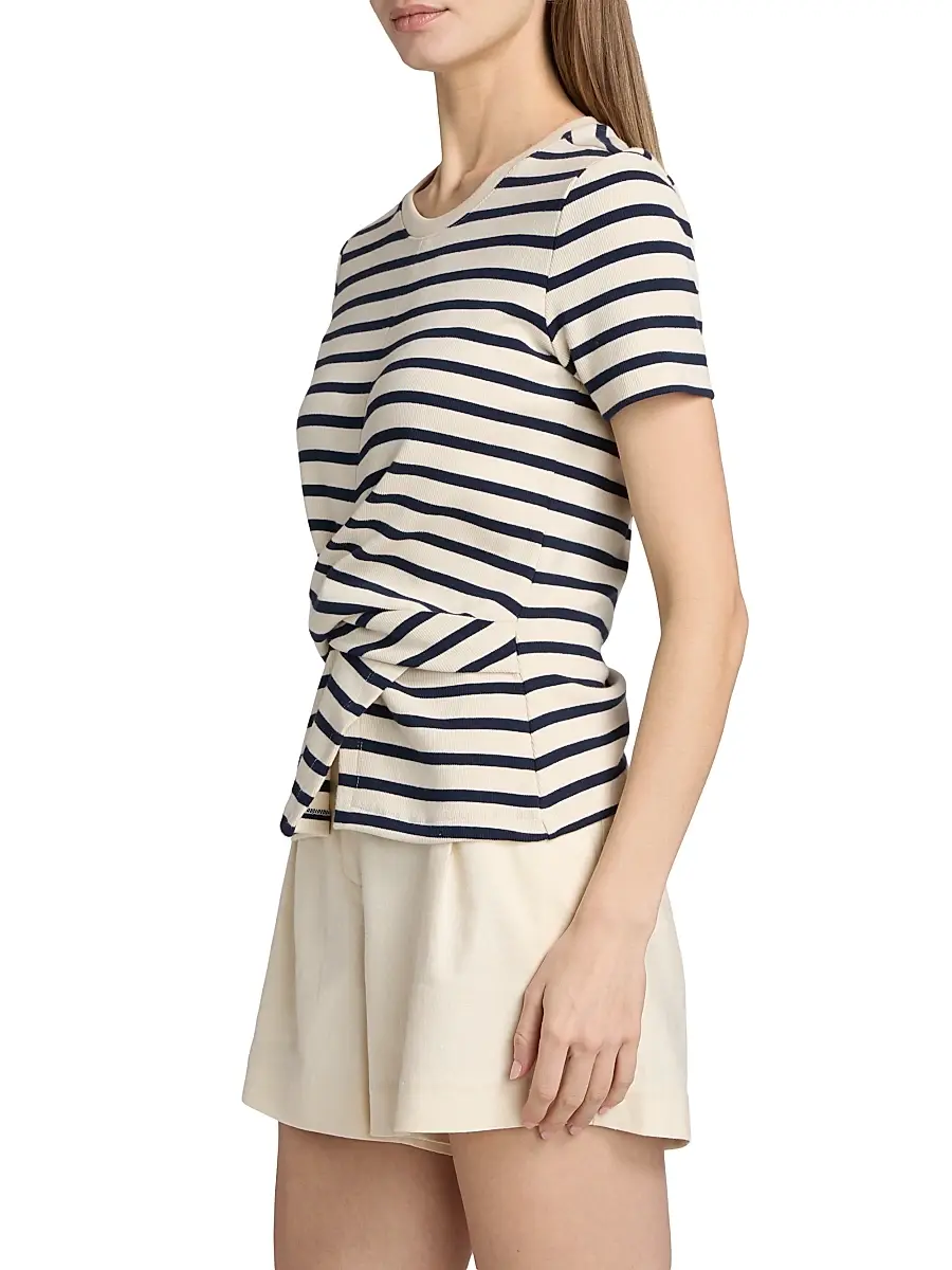 TANYA TAYLOR Women's Kelsey Striped Stretch-Cotton Top | Thumbnail 4