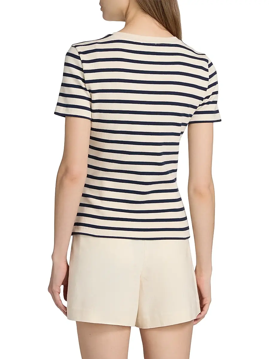 TANYA TAYLOR Women's Kelsey Striped Stretch-Cotton Top | Thumbnail 5