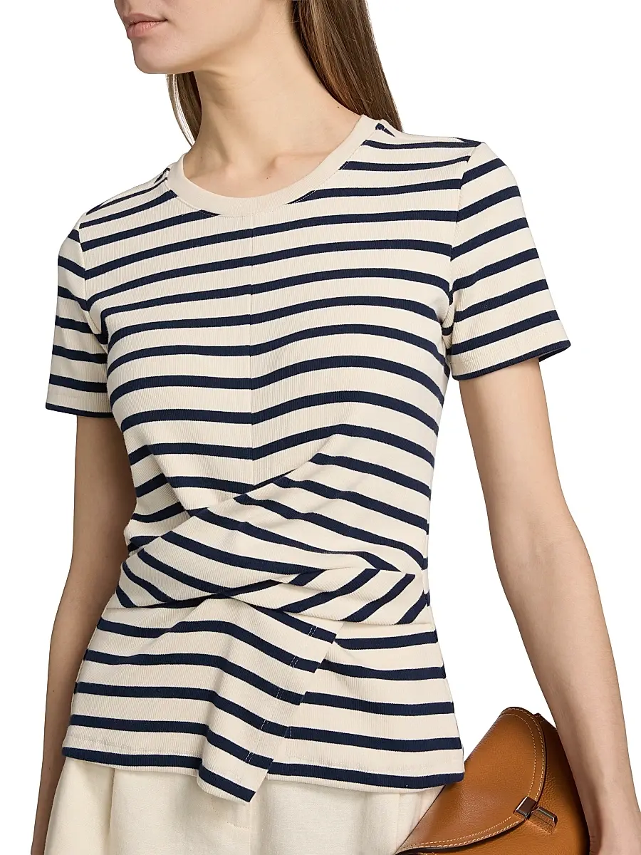 TANYA TAYLOR Women's Kelsey Striped Stretch-Cotton Top | Thumbnail 6