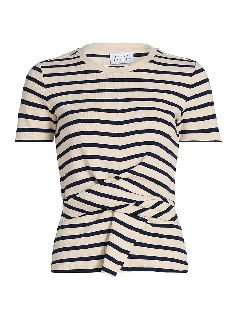 TANYA TAYLOR Women's Kelsey Striped Stretch-Cotton Top
