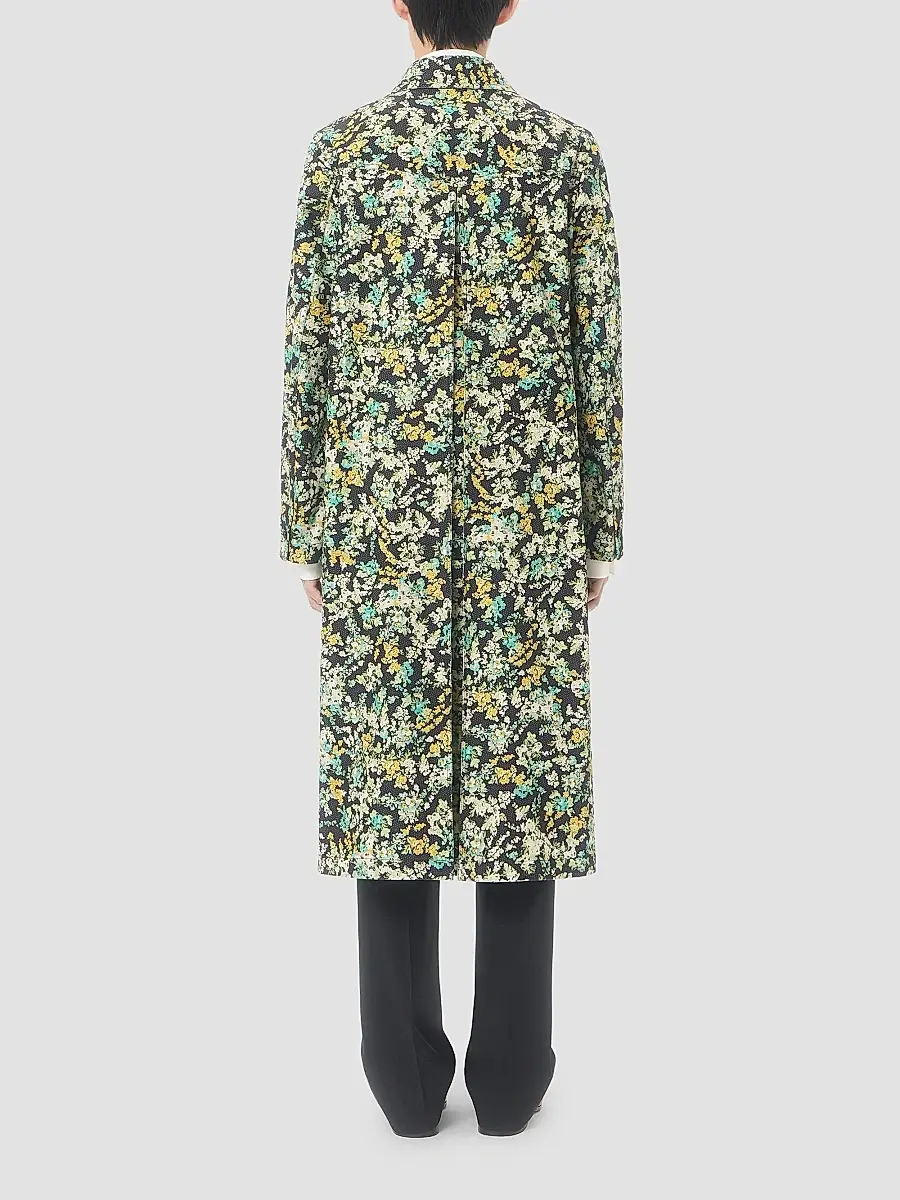 Valentino Men's Single-Breasted Coat in Cotton Drill with Papier Floral Print | Thumbnail 4 Valentino Men's Single-Breasted Coat in Cotton Drill with Papier Floral Print | Thumbnail 4