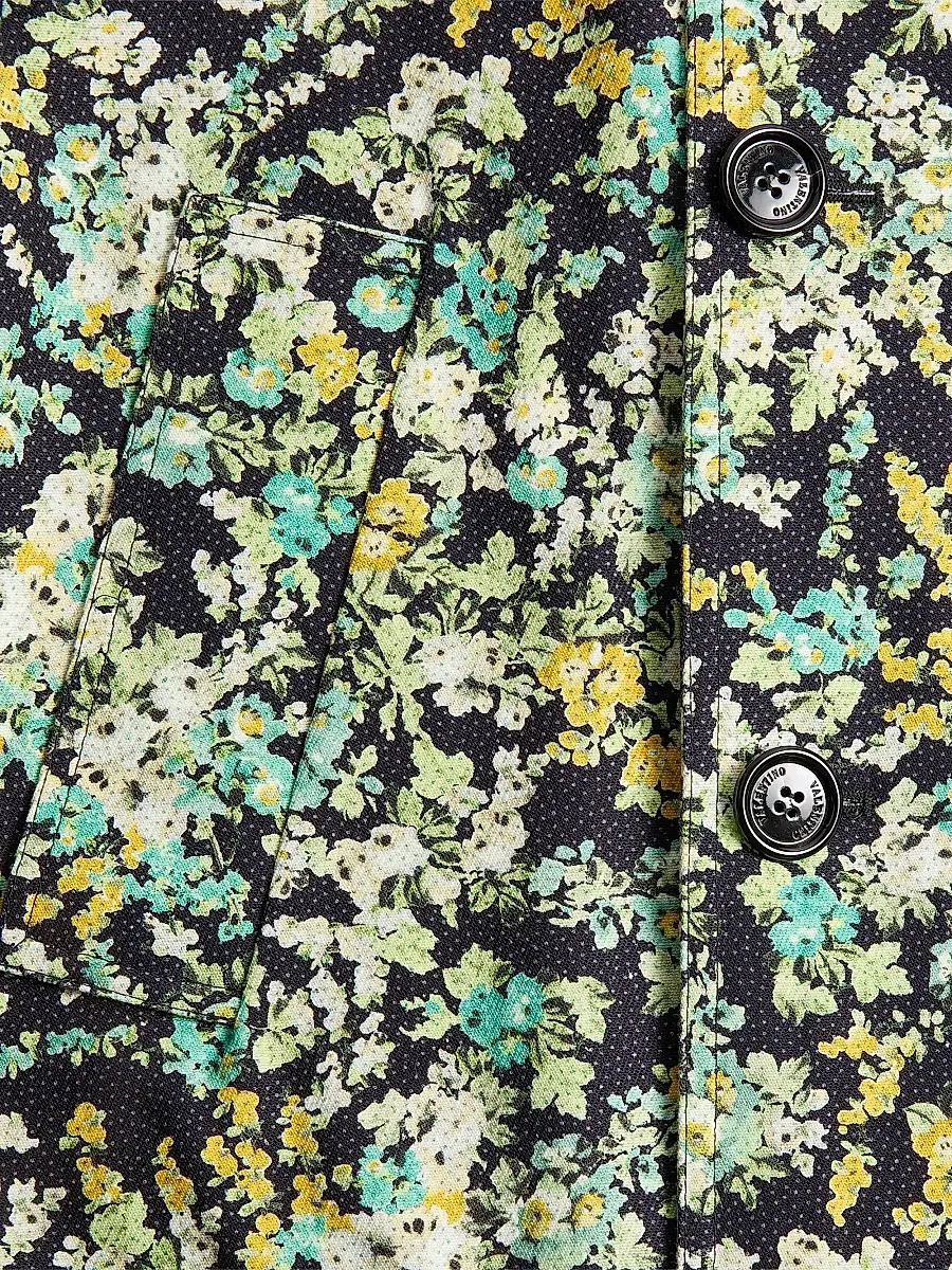 Valentino Men's Single-Breasted Coat in Cotton Drill with Papier Floral Print | Thumbnail 6 Valentino Men's Single-Breasted Coat in Cotton Drill with Papier Floral Print | Thumbnail 6