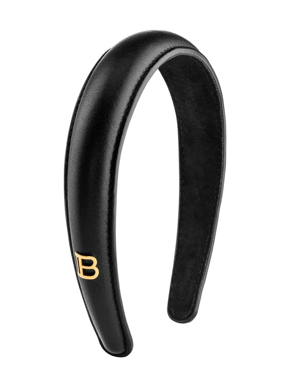Women's Gold-Plated Leather Puffed Headband