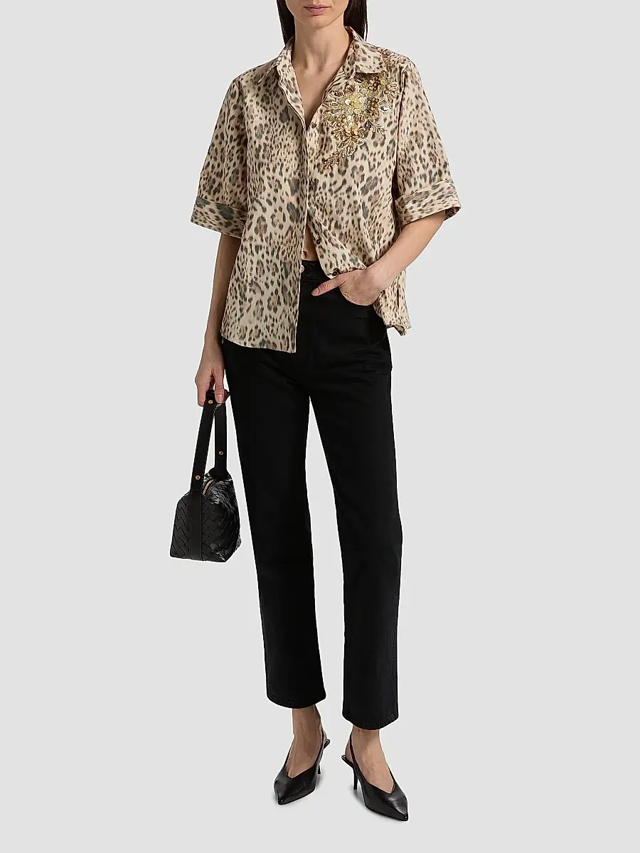 Ungaro Women's Aimee Embroidered Leopard-Print Blouse | Thumbnail 2 Ungaro Women's Aimee Embroidered Leopard-Print Blouse | Thumbnail 2
