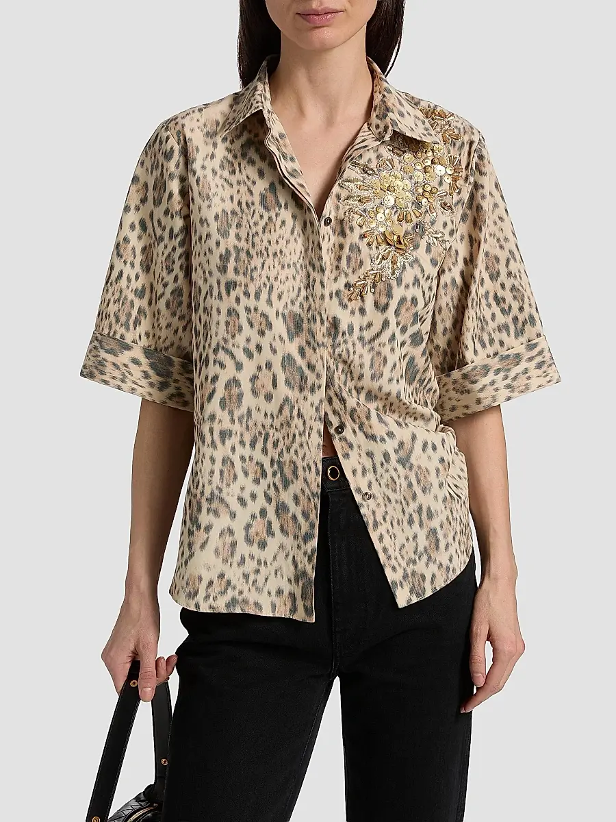 Ungaro Women's Aimee Embroidered Leopard-Print Blouse | Thumbnail 3 Ungaro Women's Aimee Embroidered Leopard-Print Blouse | Thumbnail 3