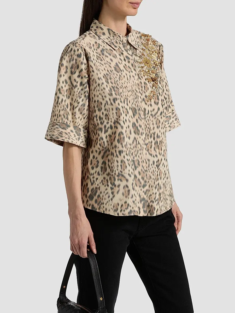Ungaro Women's Aimee Embroidered Leopard-Print Blouse | Thumbnail 4 Ungaro Women's Aimee Embroidered Leopard-Print Blouse | Thumbnail 4