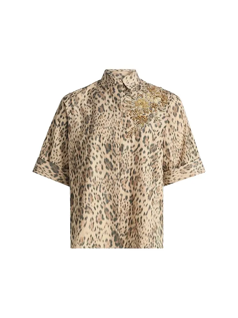 Ungaro Women's Aimee Embroidered Leopard-Print Blouse